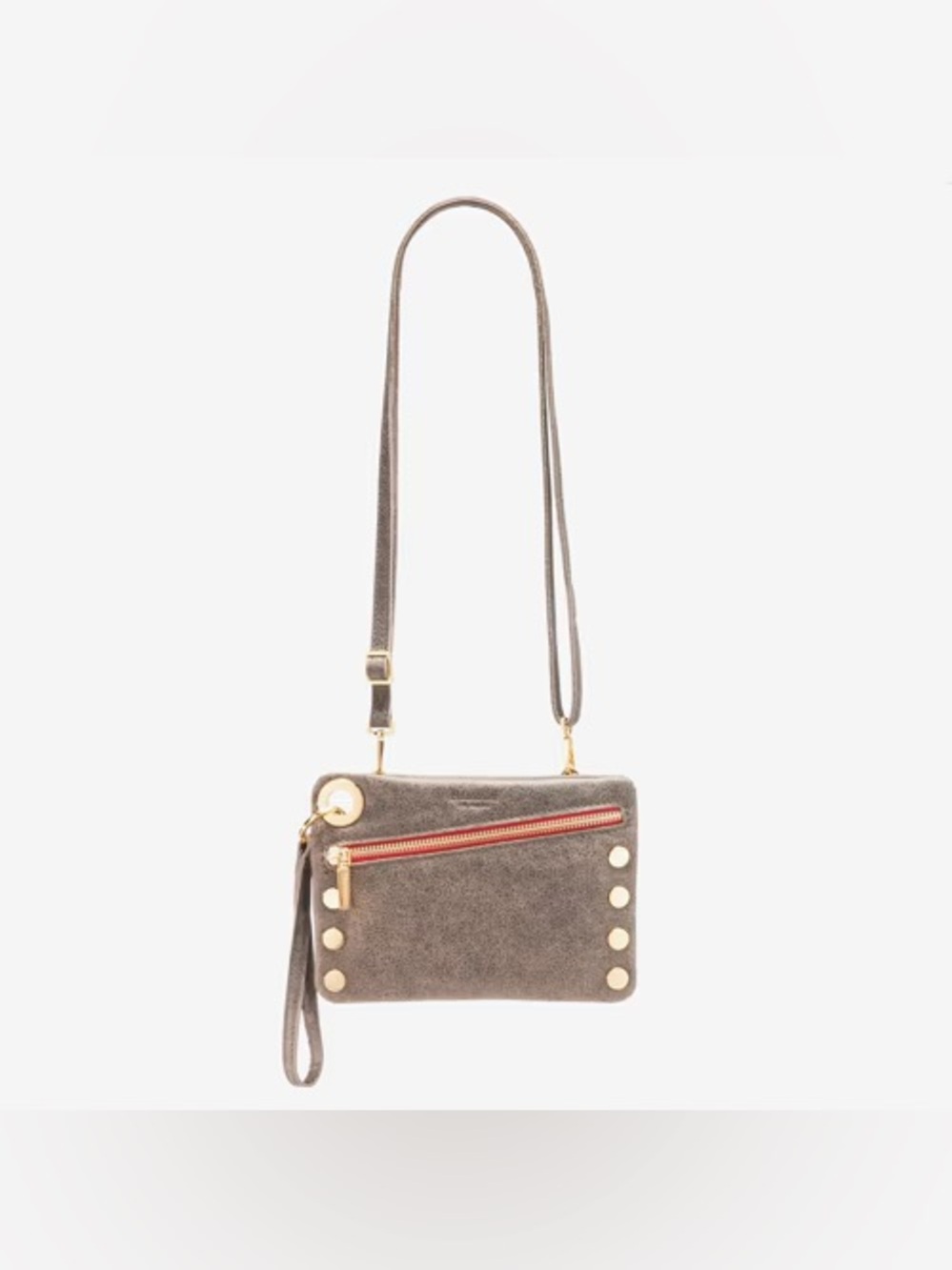 Hammitt Nash Pewter / Gold / Red Crossbody Wristlet Small Bag